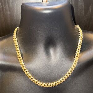 Curb link Chain Necklace 18”-22”  italy 18kGold-plated in silver